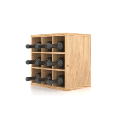 Cutie expozor sticle vin din lemn cu 9 compartimente. Suport sticle de vin.Raft expozor sticle.