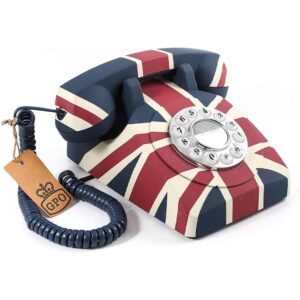 Replică decorativă telefon Union Jack UK in stil retro. Obiecte decorative in stil retro.