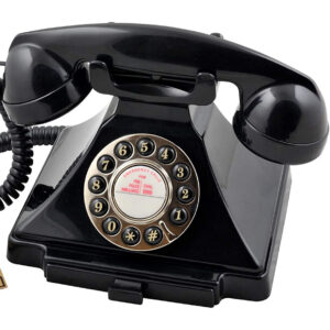 Replică decorativă telefon vintage Carringtonculoare neagra. Obiecte decorative interior in stil retro si vintage